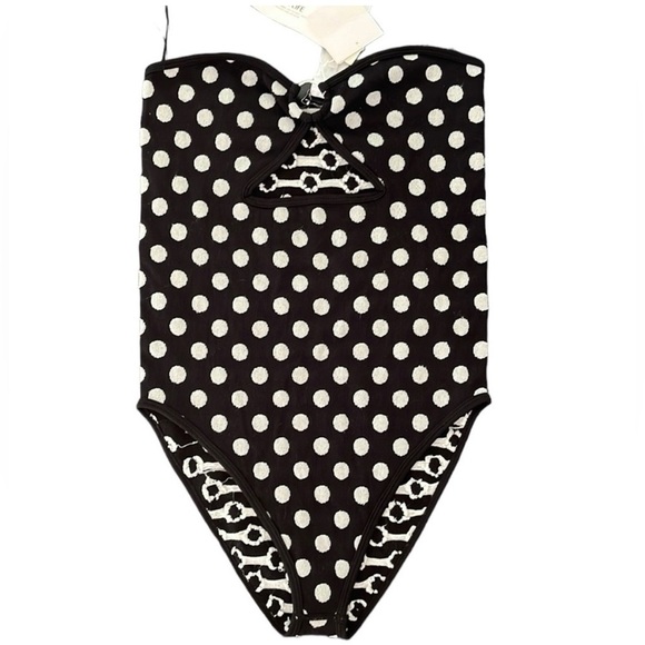 NWT Zara Polka Dot O-ring Cut Out Bodysuit M/L - Picture 3 of 8